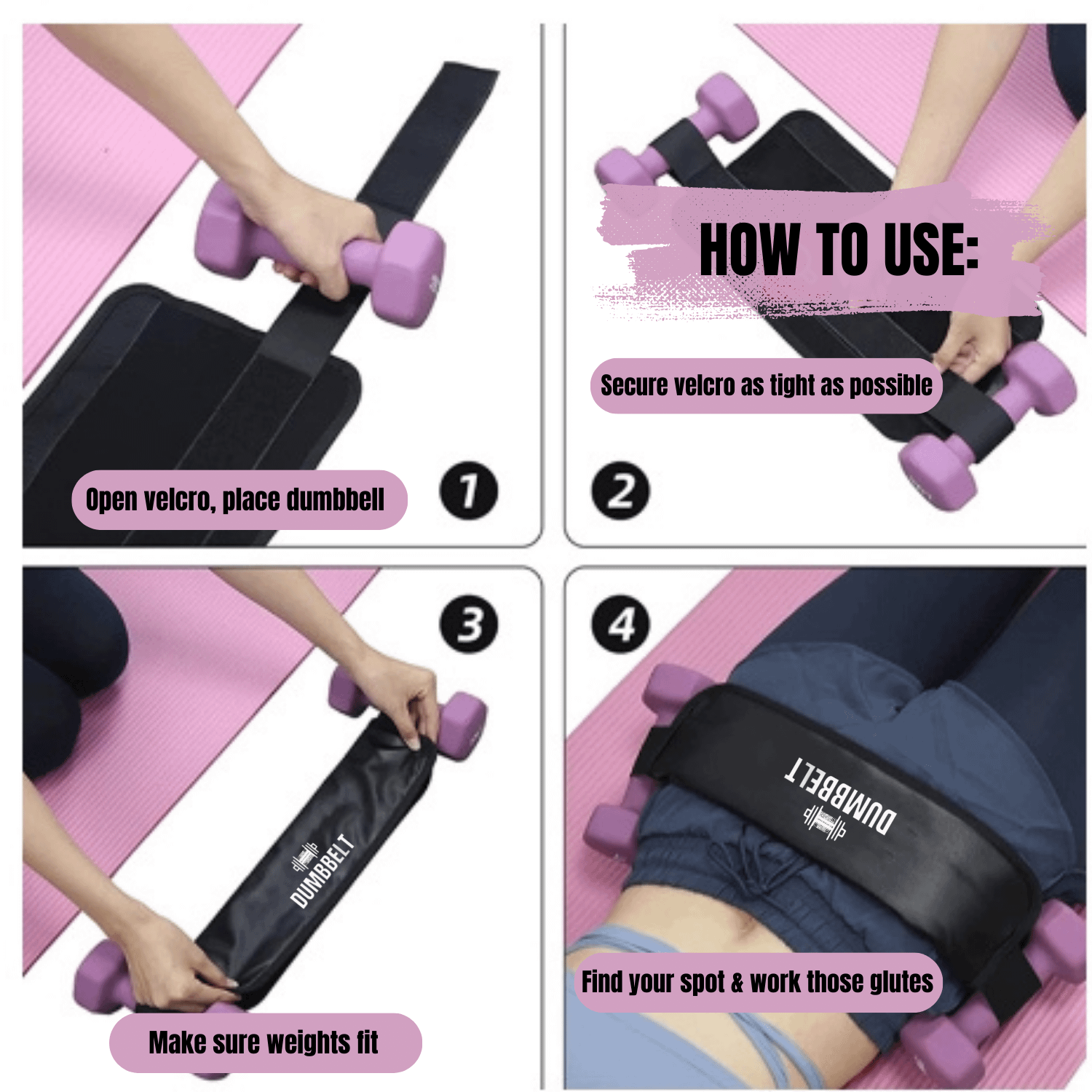 Black DUMBBELT Hip Thrust Exercise Belt product image (2)
