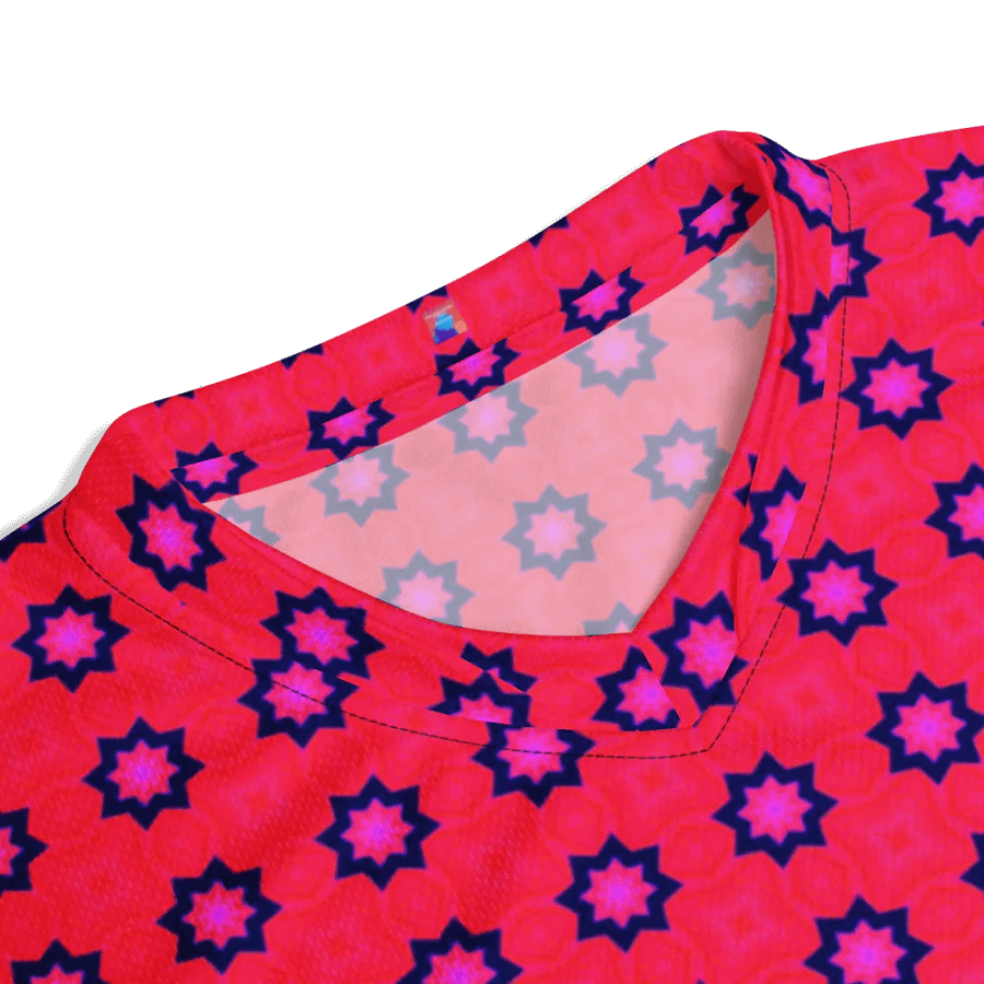 Abstract Red Unisex V Neck Sports Jersey product image (10)