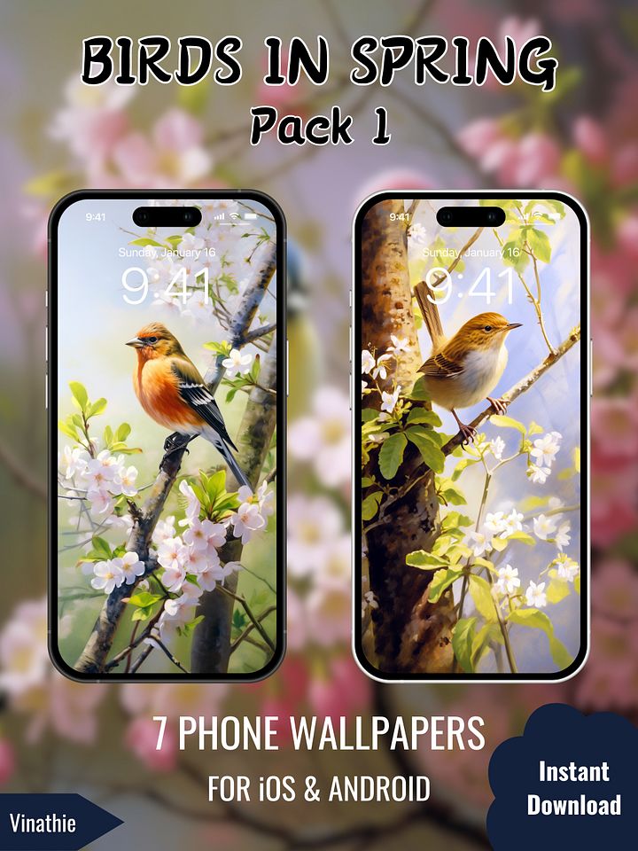 Birds in Spring | Pack 1 | Phone Wallpaper product image (2)