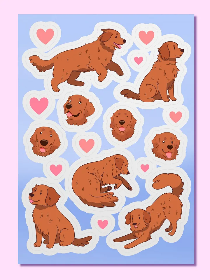 Dark Golden Retriever Love Sticker Sheet product image (1)
