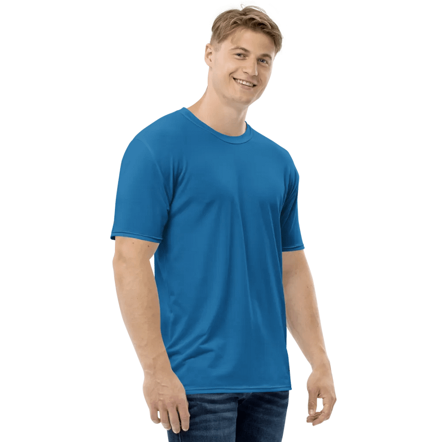 Plain Atlantic Blue True Summer Men's Crewneck Polyester Heavyweight Premium T-Shirt by Treasure Pie product image (6)