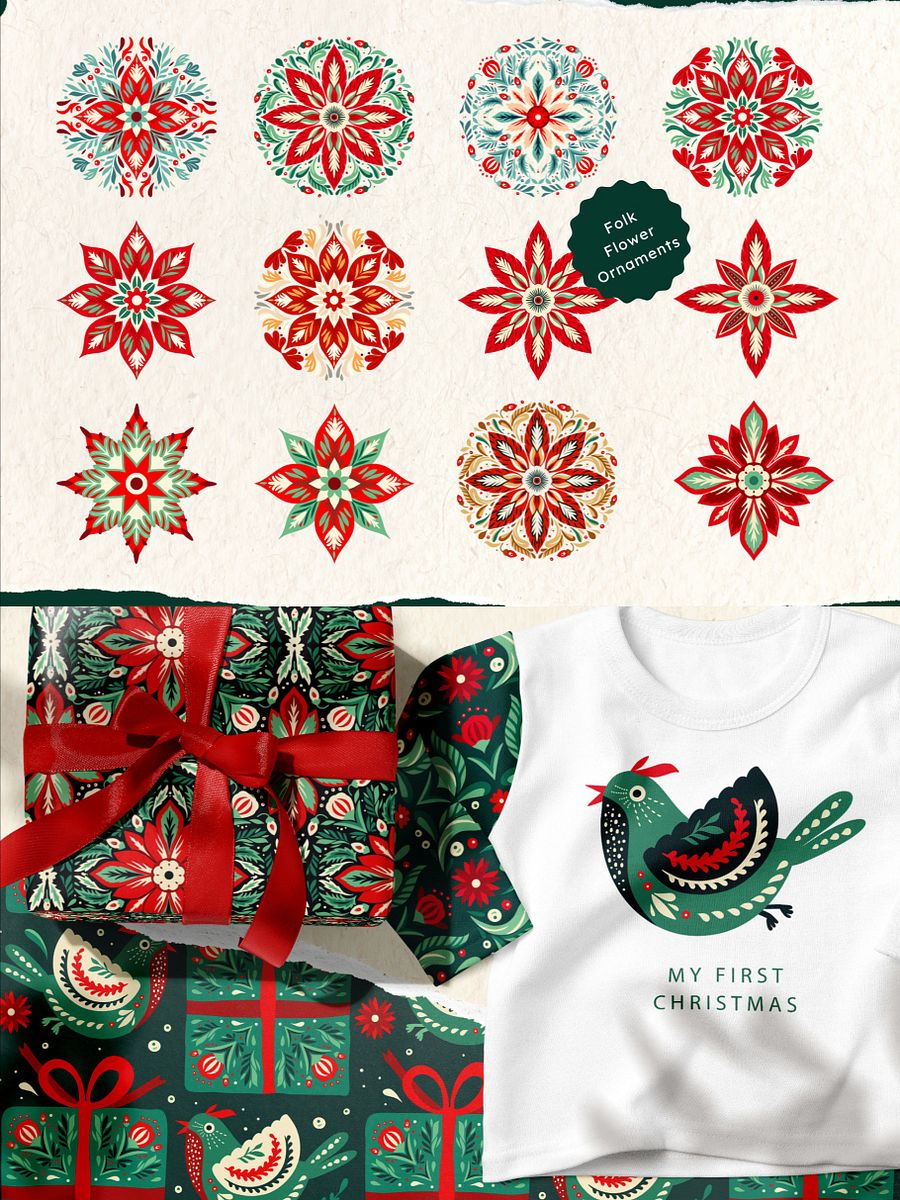 Folk Christmas Pattern and Ornaments product image (4)