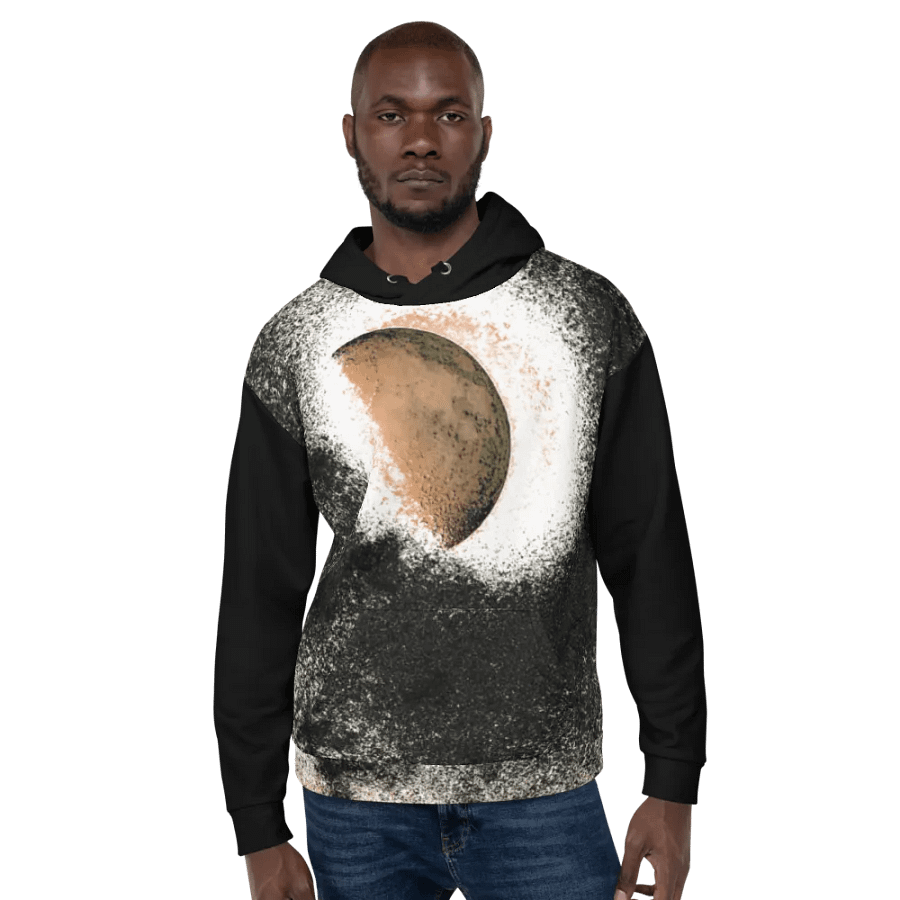 Abstract Textured Disintegrating Moon Unisex Pull Over Hoodie product image (6)