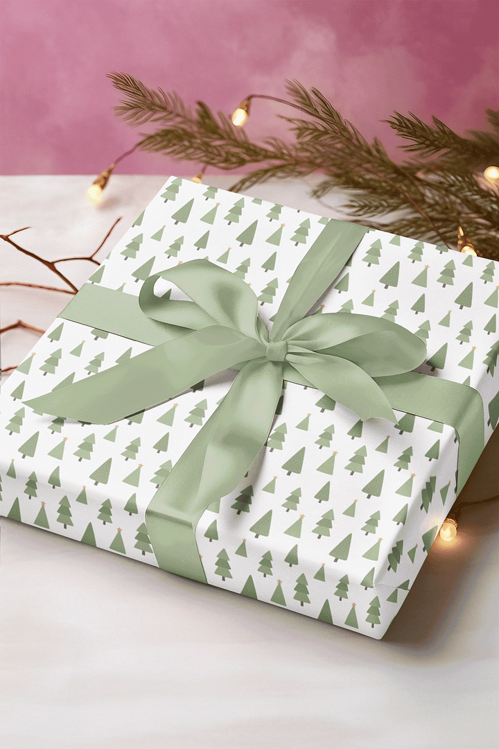 Green Trees Christmas Wrapping Paper product image (1)
