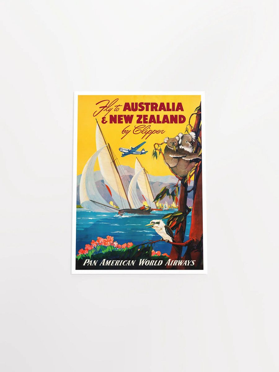 Australia & New Zealand by Clipper, 1950s (Pan American poster) — vintage travel poster, retro travel art, propaganda poster product image (9)