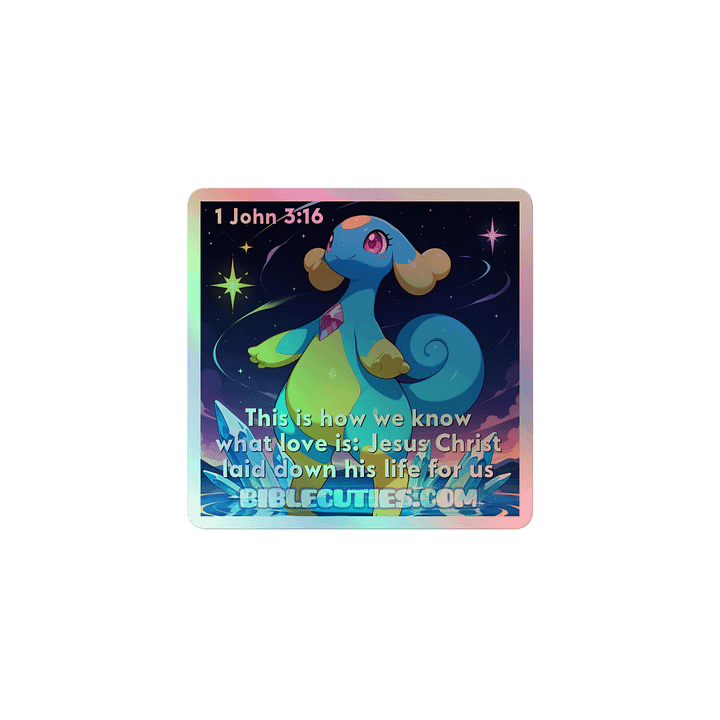 Bible Cuties Florence - This is how we know what love is: Jesus Christ laid down his life for us Holographic Sticker product image (1)