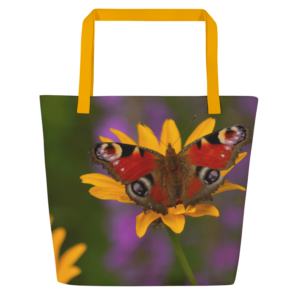 Große Tragetasche - Schmetterling auf gelber Blüte product image (4)