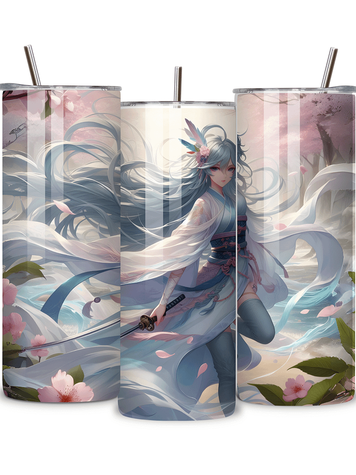 Elemental Anime Girl 20oz Skinny Tumblers with Metal Straws – Fire, Water, Earth, and Wind Designs – Double-Walled Insulated Stainless Steel Tumbler, Gift for Anime Fans and Nature Lovers (Wind) product image (2)