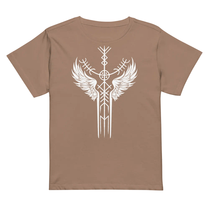 The Valkyrie Stave Women's High-Waisted Tee (white print) product image (3)