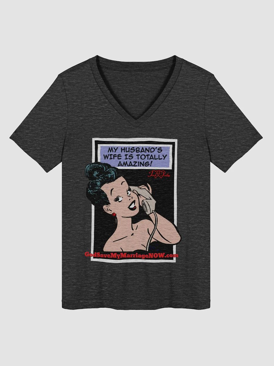 My Husband's Wife is Totally Amazing & A Happy Wife is a Happy Life V-Neck Tee product image (4)