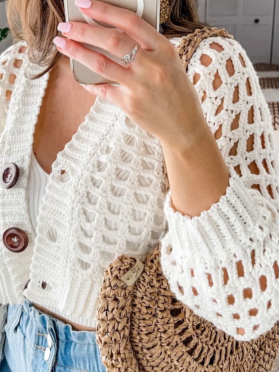 Peek-A-Boo Cardigan Crochet Pattern product image (5)