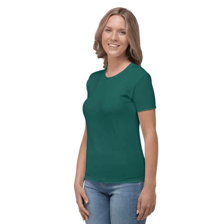 Plain Dark Green True Summer Women's Crewneck Polyester Heavyweight Premium T-Shirt by Treasure Pie product image (4)