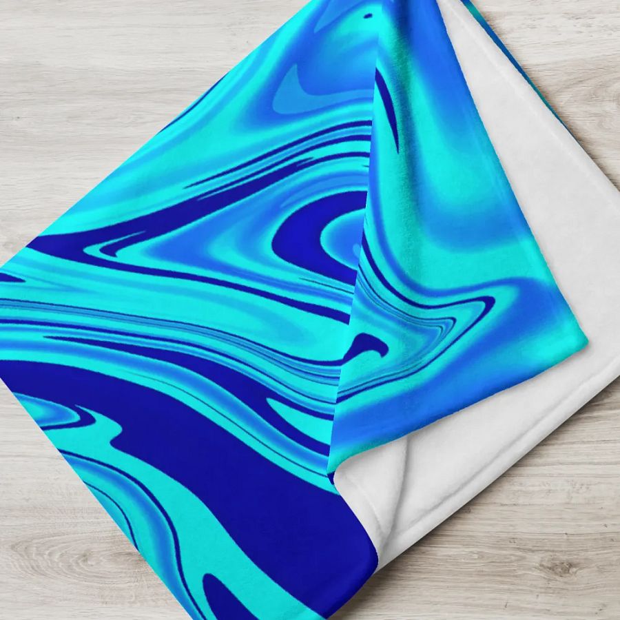 Throw Blanket - Light and Dark Blue Digital Fluid Art product image (11)