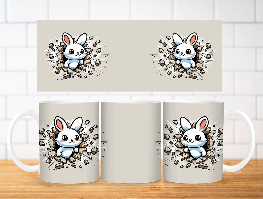 Cartoon Bunny Mug Sublimation Design, 11oz & 20oz Mug Template, Mug Wrap Template PNG, Digital Download product image (2)