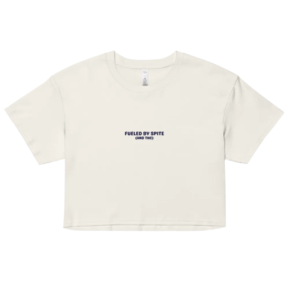 FUELED BY SPITE (navy thread) embroidered cotton crop top product image (7)