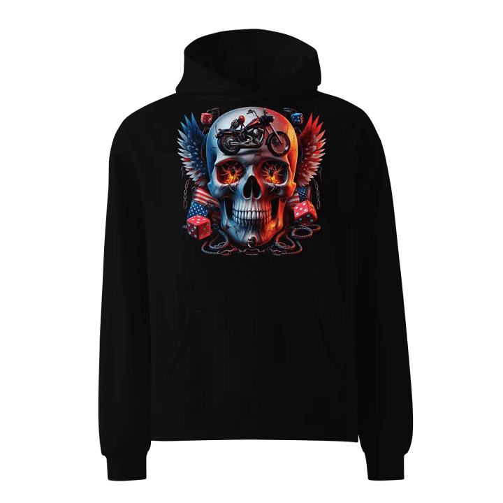 Fire and Fury Skull Motorcycle Unisex Hoodie #24 product image (1)