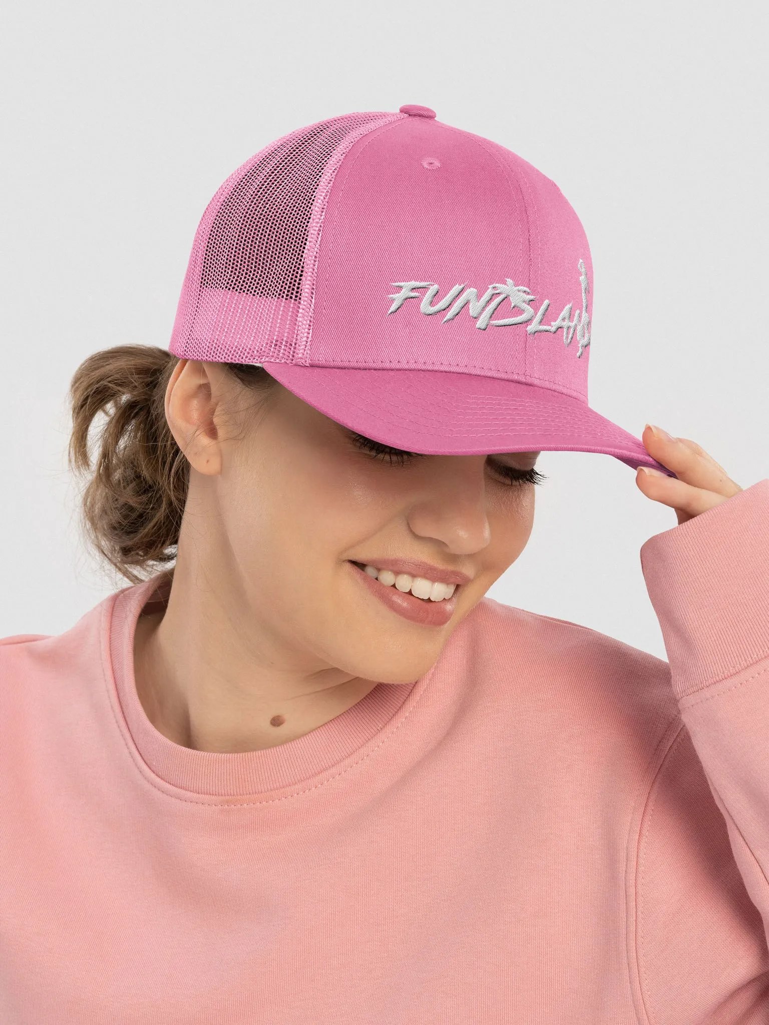 Embroidered Pink Trucker Snapback Hat product image (35)