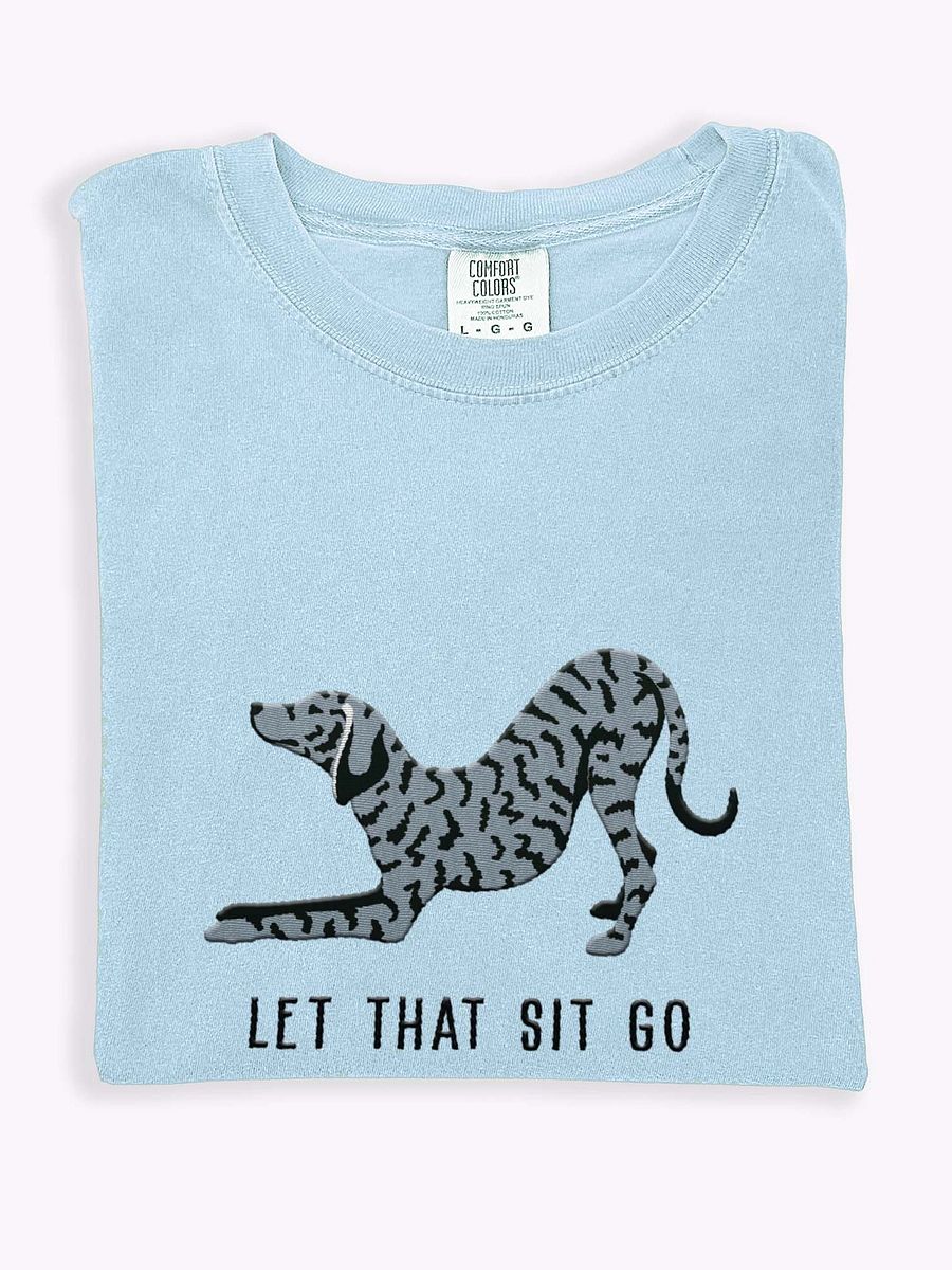 Let That Sit Go T-Shirt(Embroidered) of a Plott Hound(Blue Brindle) product image (1)