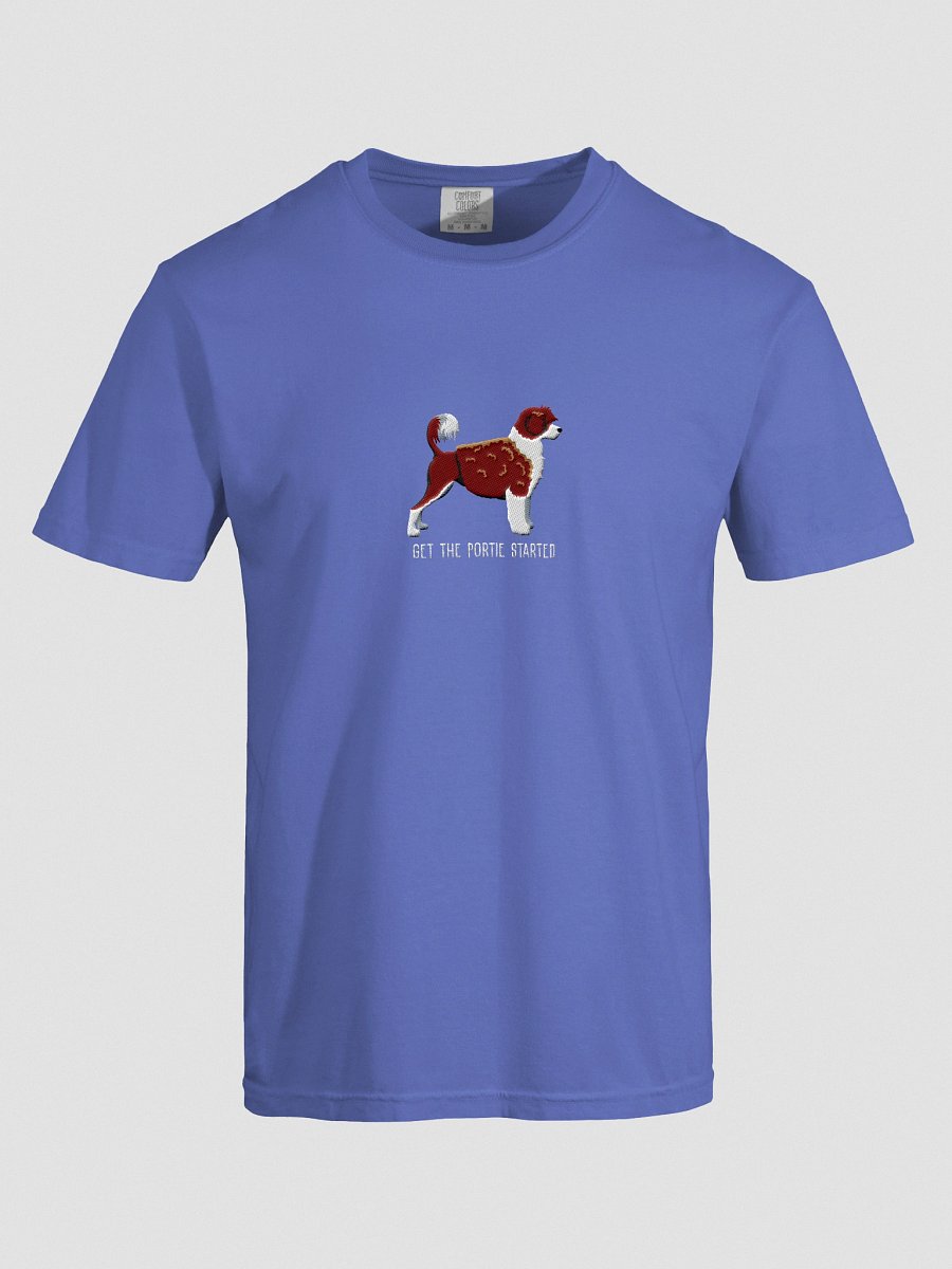 Get the Portie Started T-Shirt(Embroidered) of a Portuguese Water Dog(Chocolate & White) product image (47)