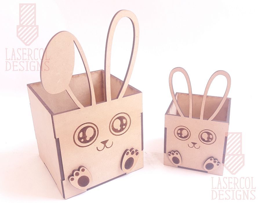 Easter Bunny Basket (Two Sizes, Two ear Styles) - Laser Cut Files product image (5)