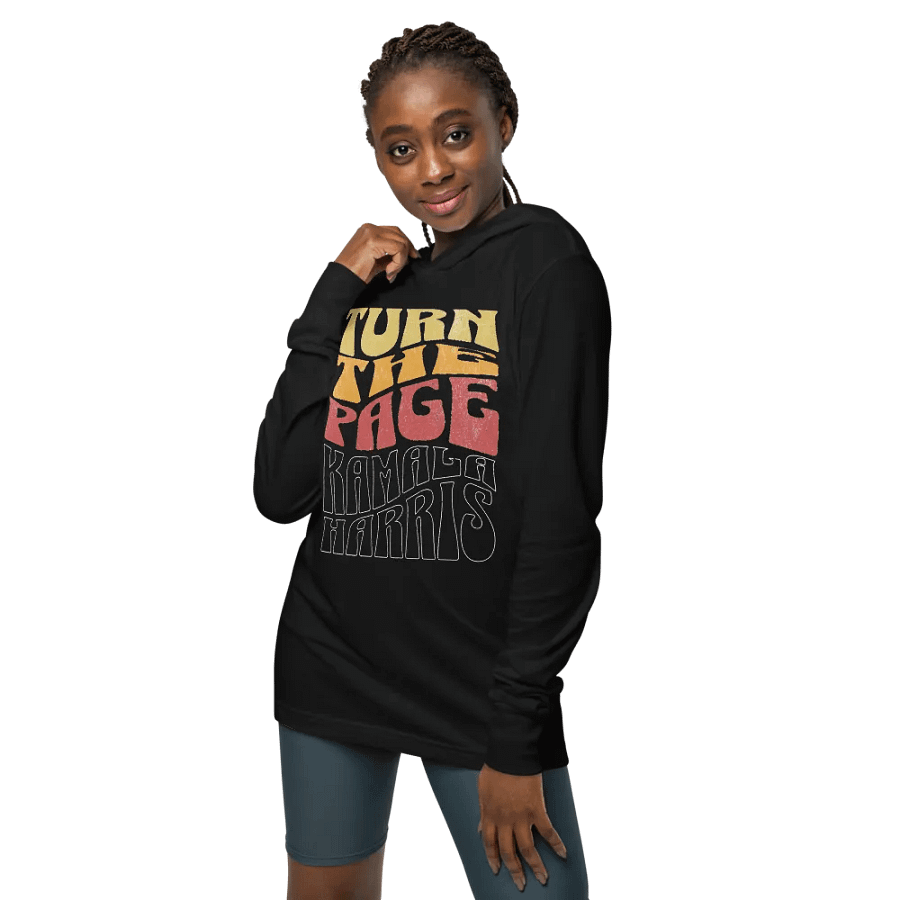 Turn The Page Kamala Harris Retro Groovy Design, Inspirational Message Hoodie Vintage Style, product image (6)