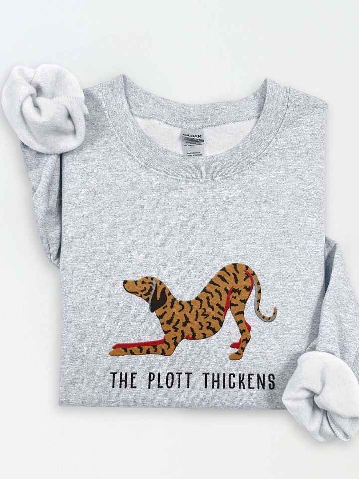 The Plott Thickens Sweatshirt (Embroidered) of a Plott Hound(Tan Brindle) product image (1)