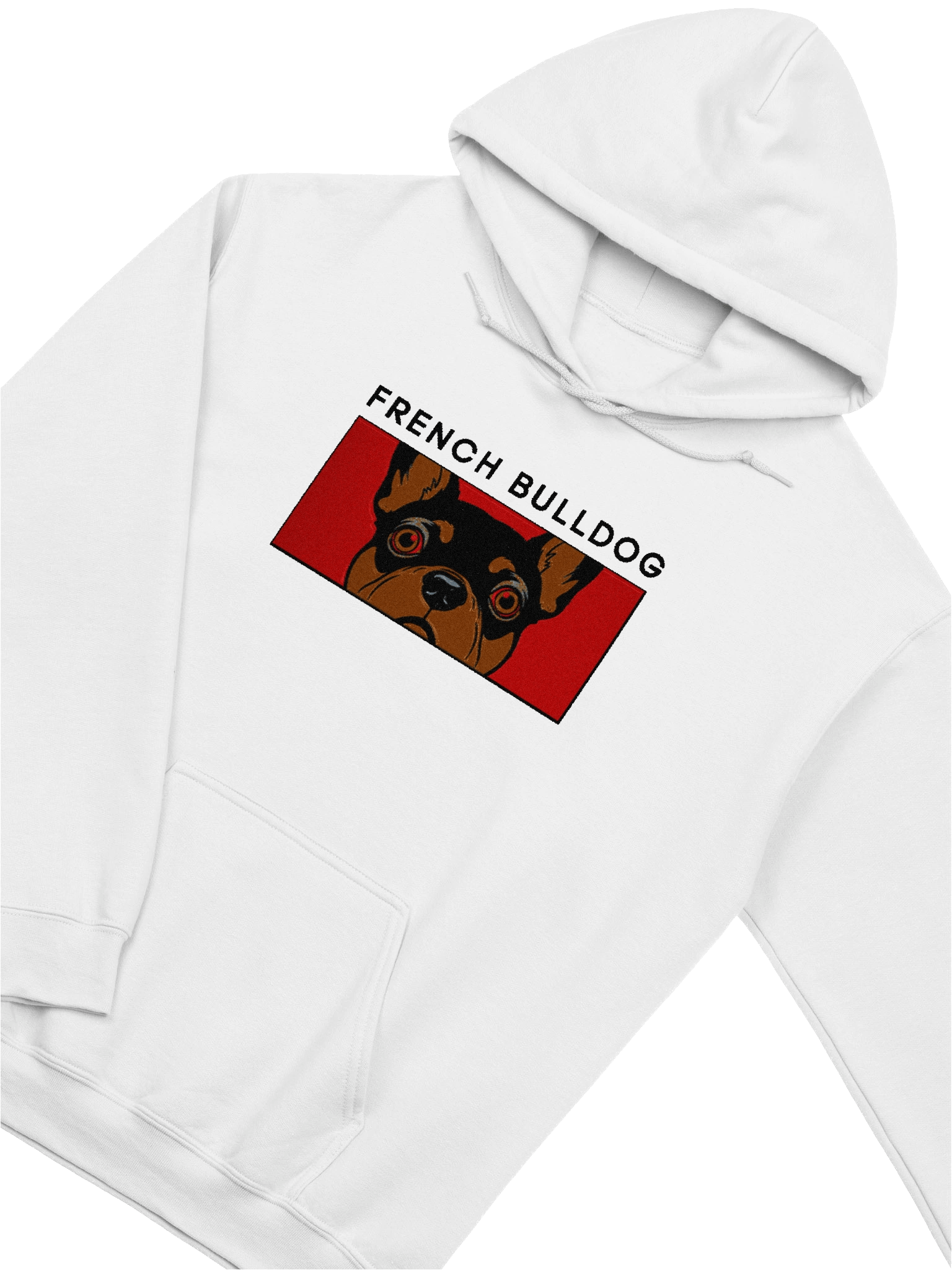 Embroidered French BullDog Face Peeking Strip Hoodie product image (2)