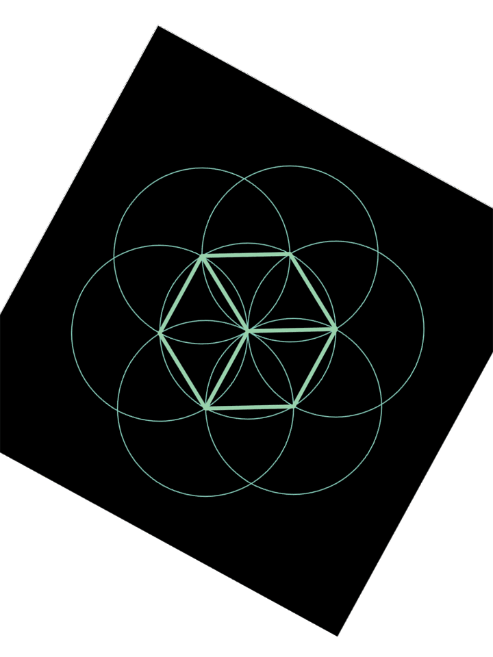 Cube (Hexahedron) Square Sticker – Green with Flower of Life on Black product image (2)