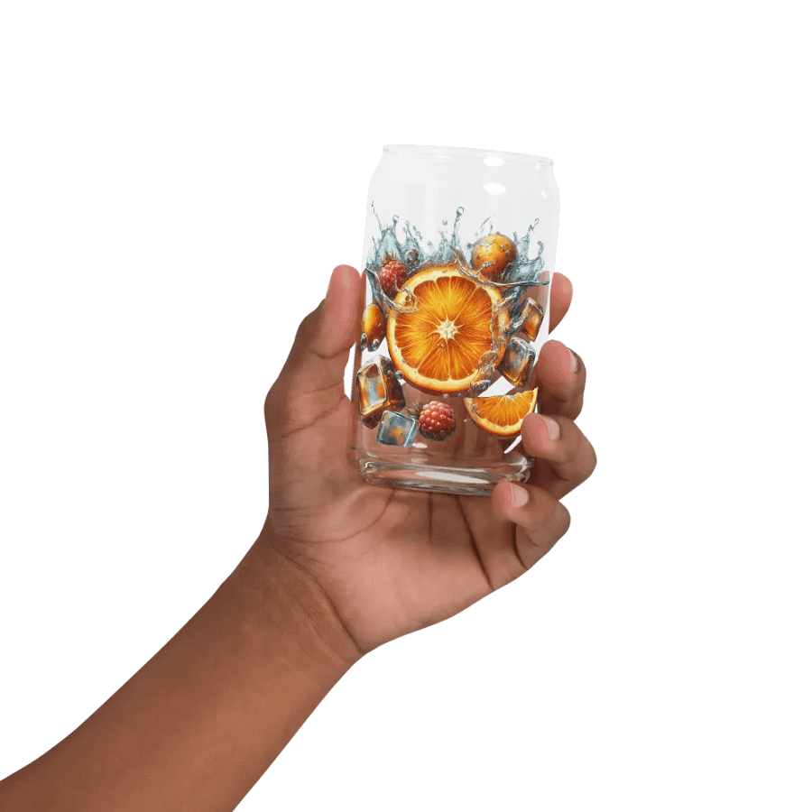 Orange fruit slices floating in the water, water and ice cubes design_03-Can-Shaped Glass product image (2)
