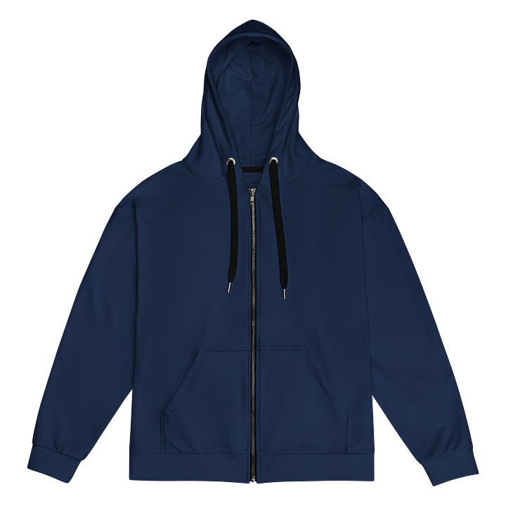 Navy Blue Solid Color Eco Friendly Unisex Zip Hoodie product image (1)