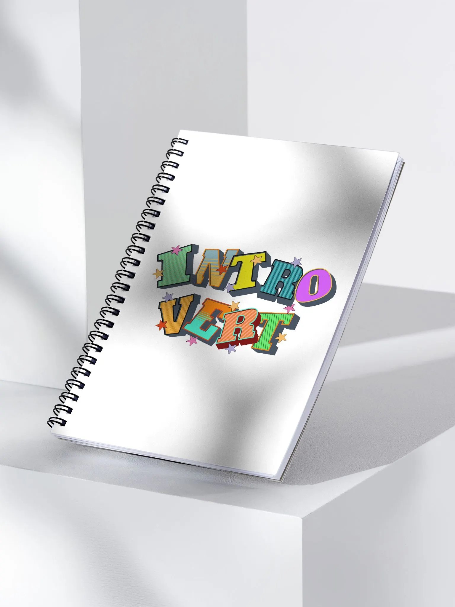 Introvert Block Letter Colorful Spiral Notebook product image (2)