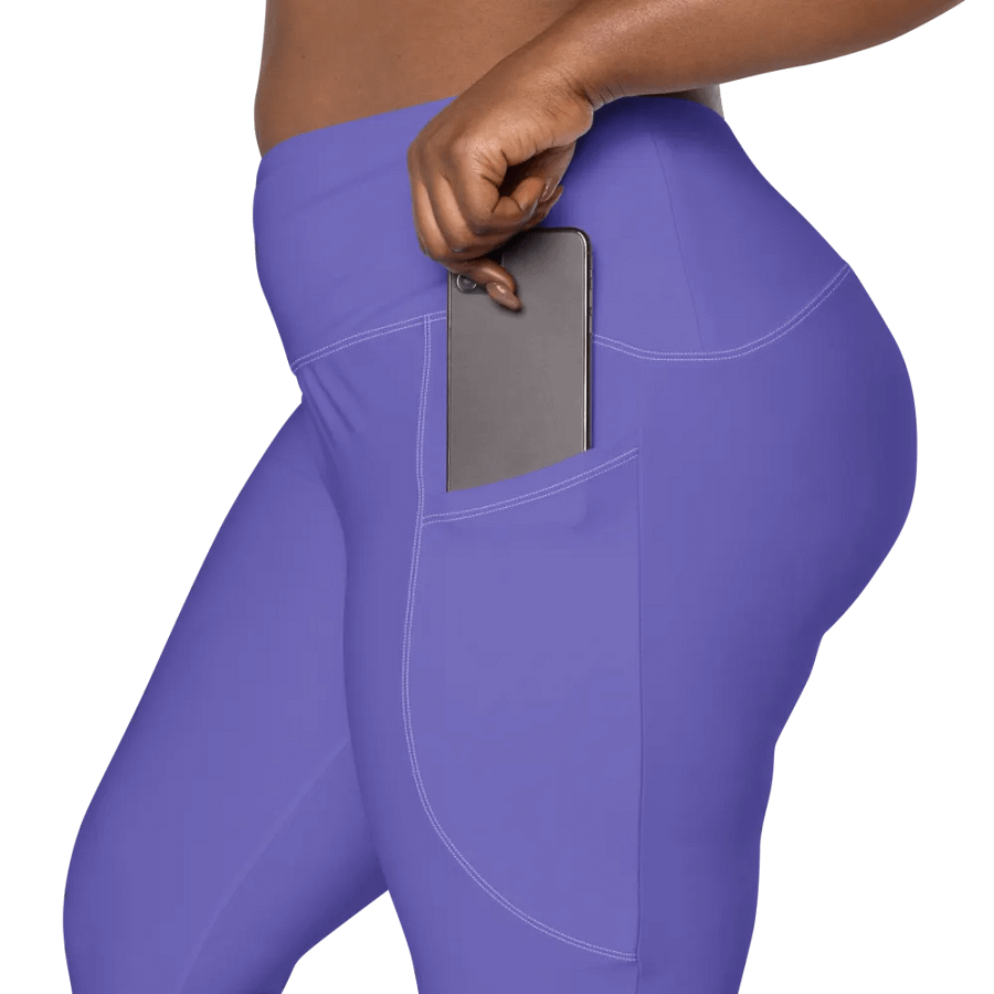 Plain Purple Light Summer Women's High Waisted Premium Crossover Leggings with Pockets by Treasure Pie product image (9)