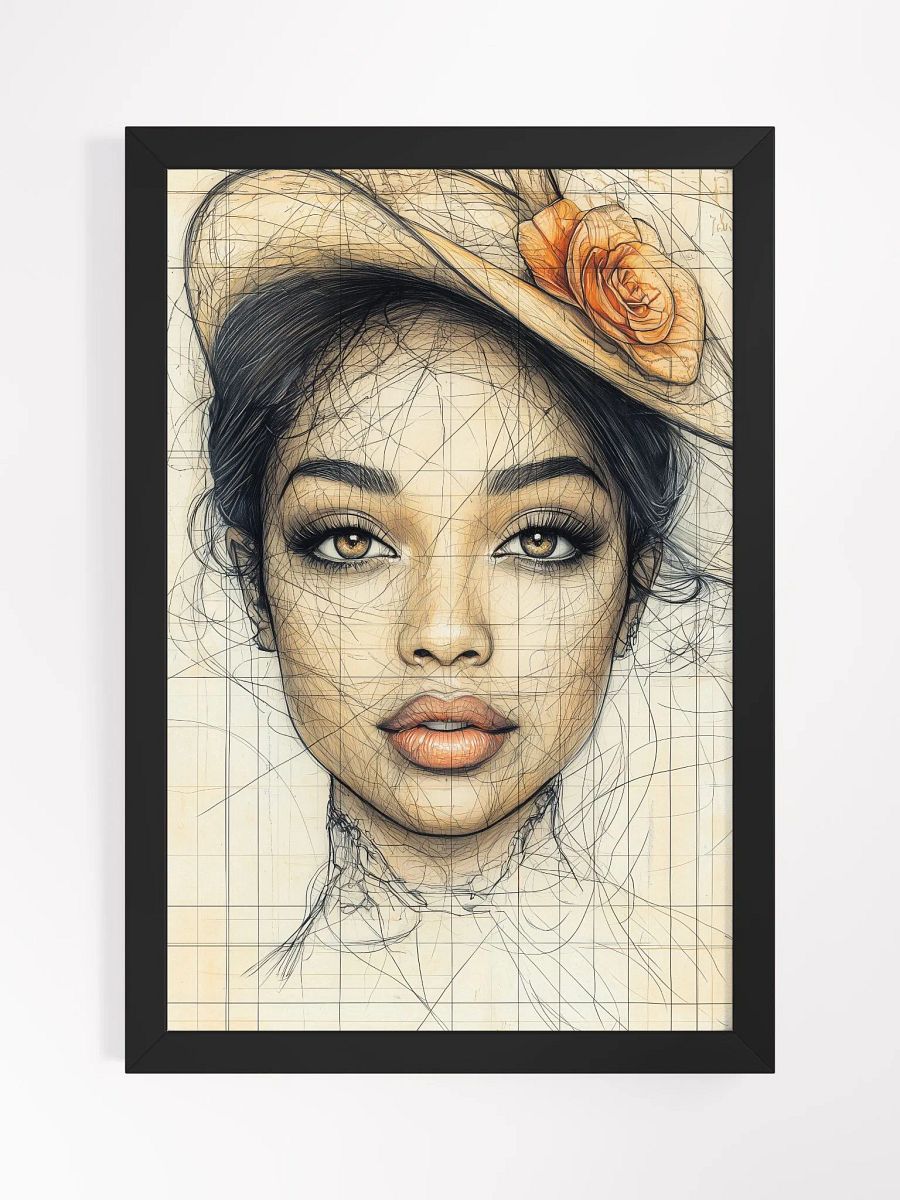 Vintage Muse: Elegant Portrait Art Print with a Touch of Retro Charm product image (1)