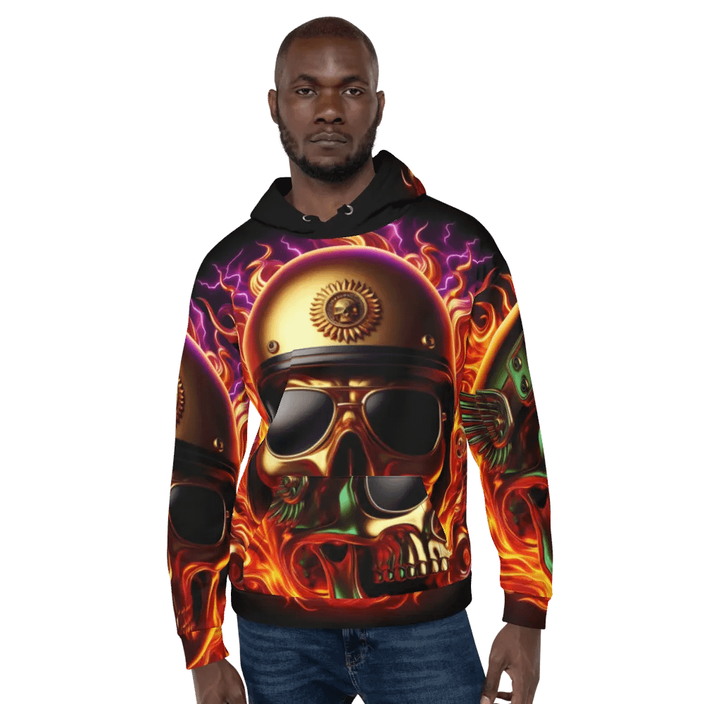 Golden Flame Skull - Unisex Skull Hoodie #55 product image (6)