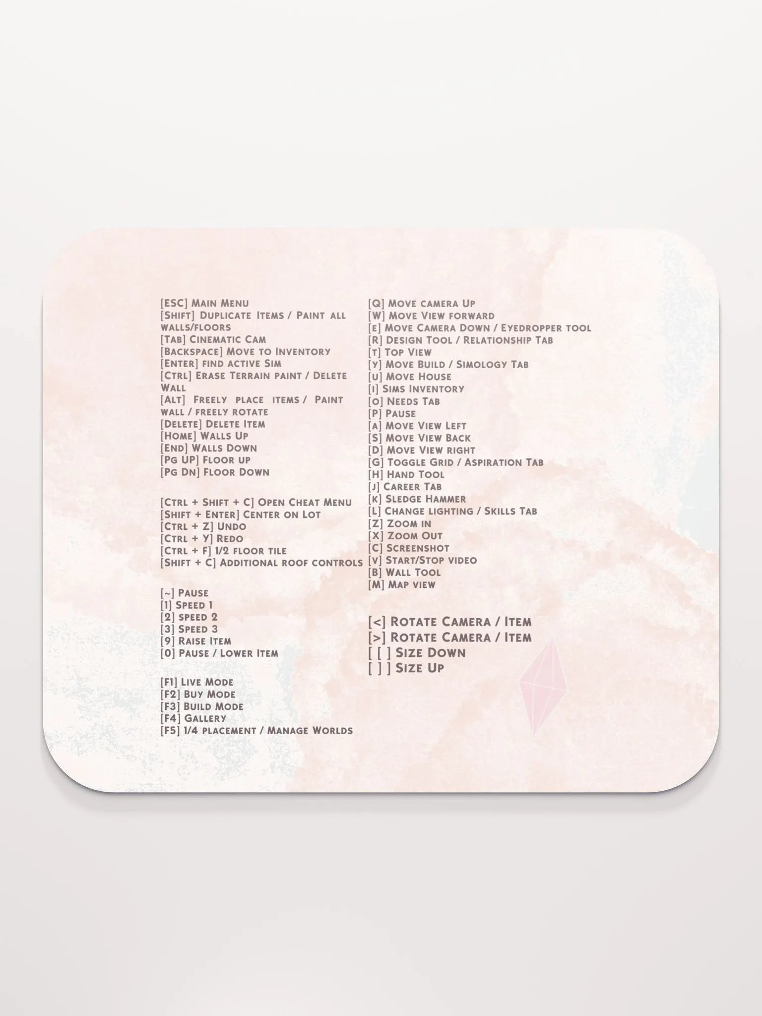Pink Cloud Sims Hotkeys Mousepad product image (3)