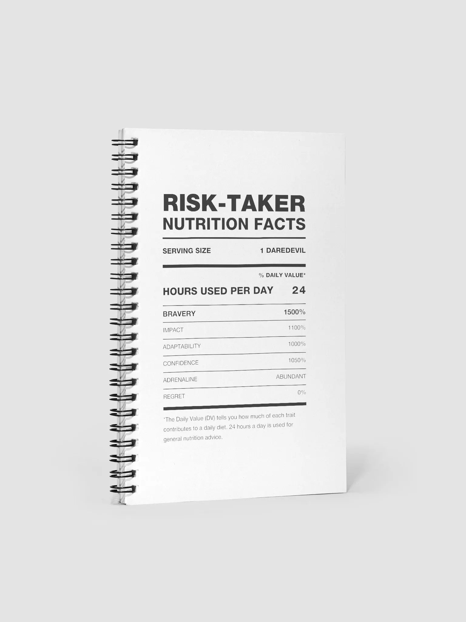 RISK-TAKER Nutrition Facts Notebook product image (2)