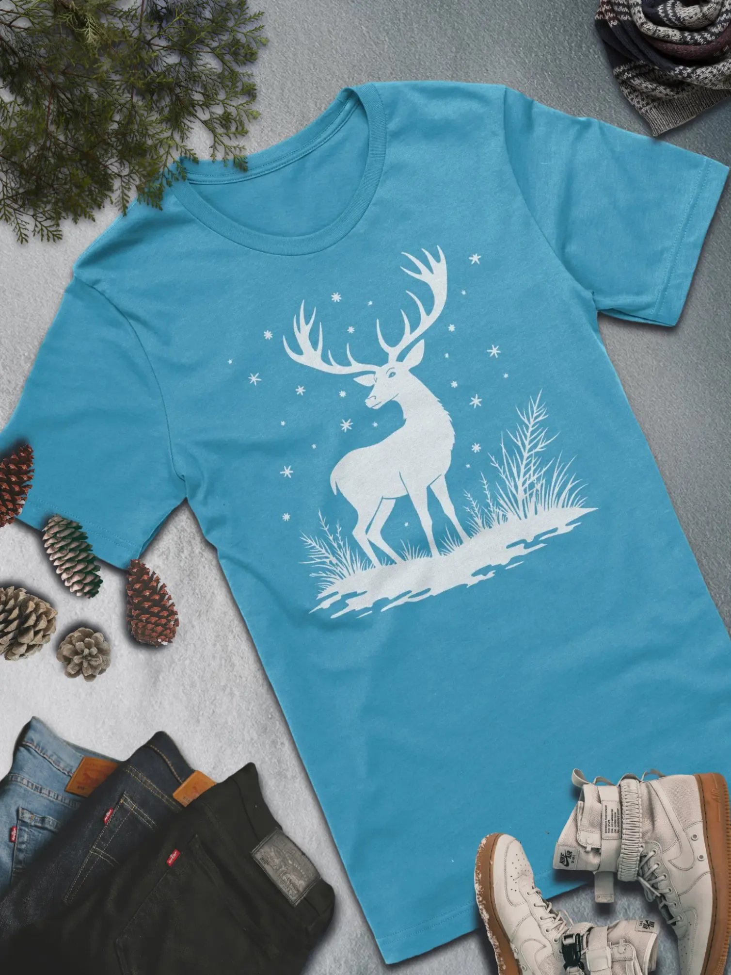 Majestic Winter Deer T-Shirt – Nature-Inspired Winter Elegance product image (4)