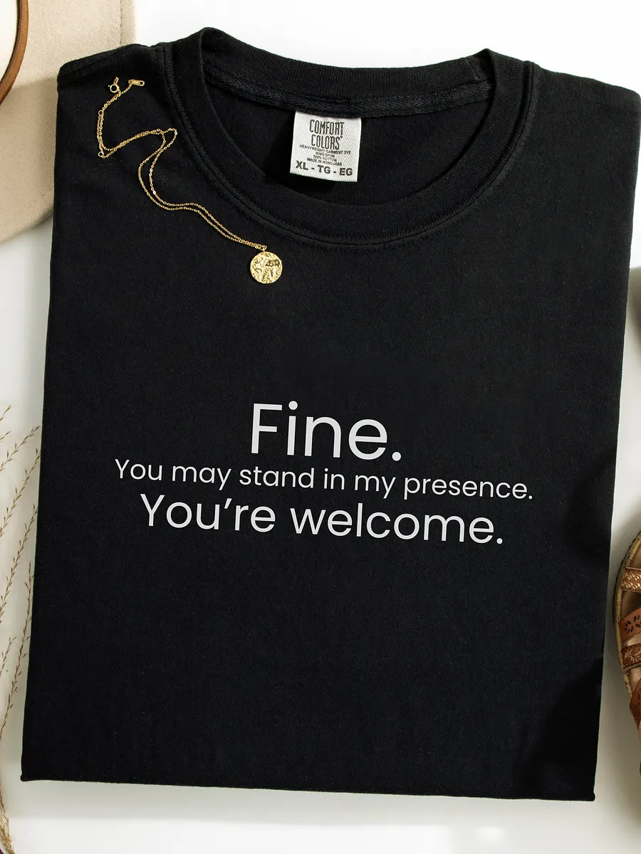 Fine. You may stand in my presence... - Funny Text T-Shirt - Snarky Humor - Quote T-shirt - AS Colour Unisex Premium T-Shirt product image (1)