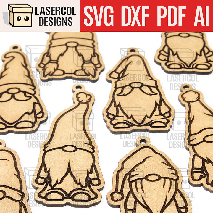 Christmas Gnomes Ornaments - Laser Cut Files product image (1)