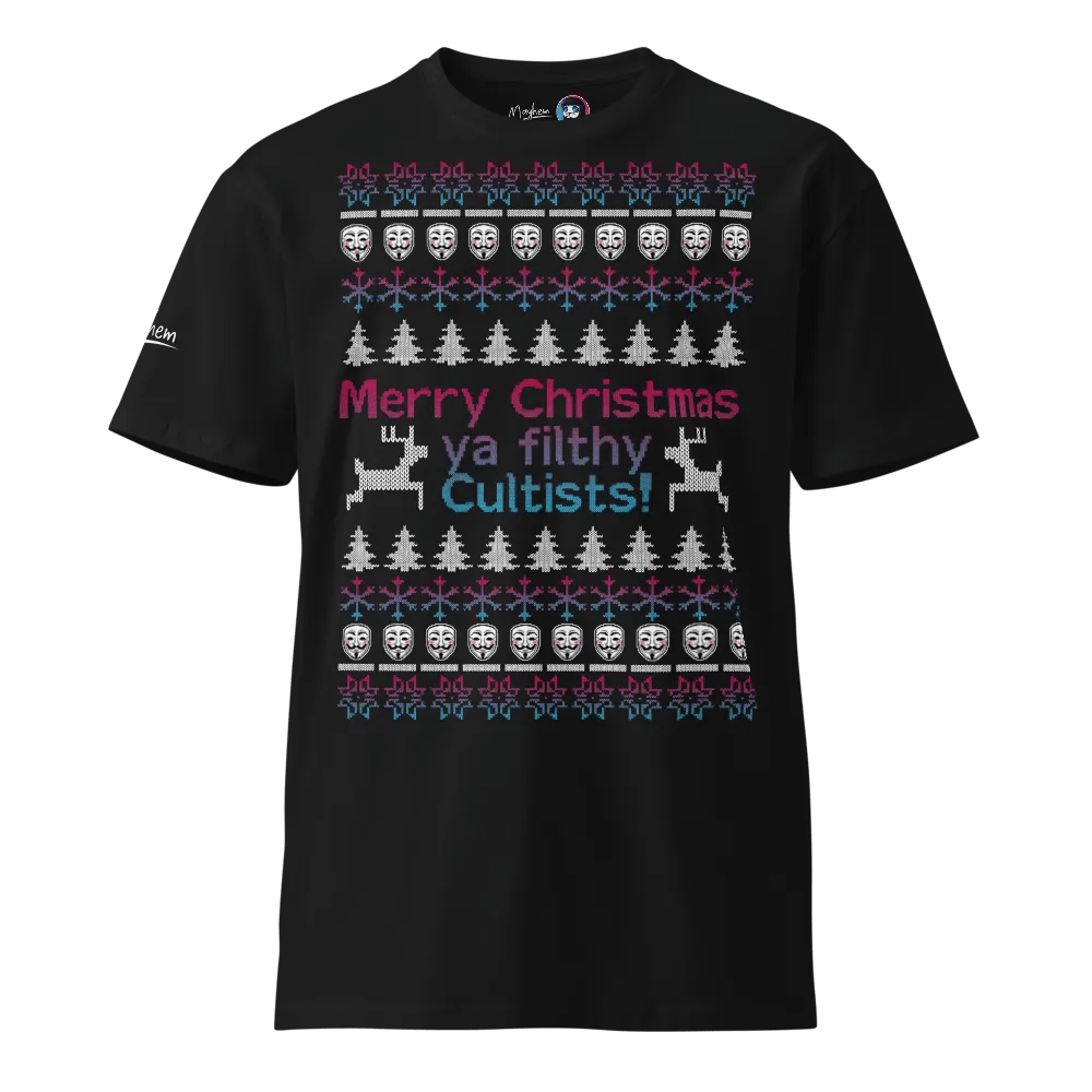 Merry Christmas Ya Filthy Cultists! Ugly Christmas Sweater Tee product image (5)