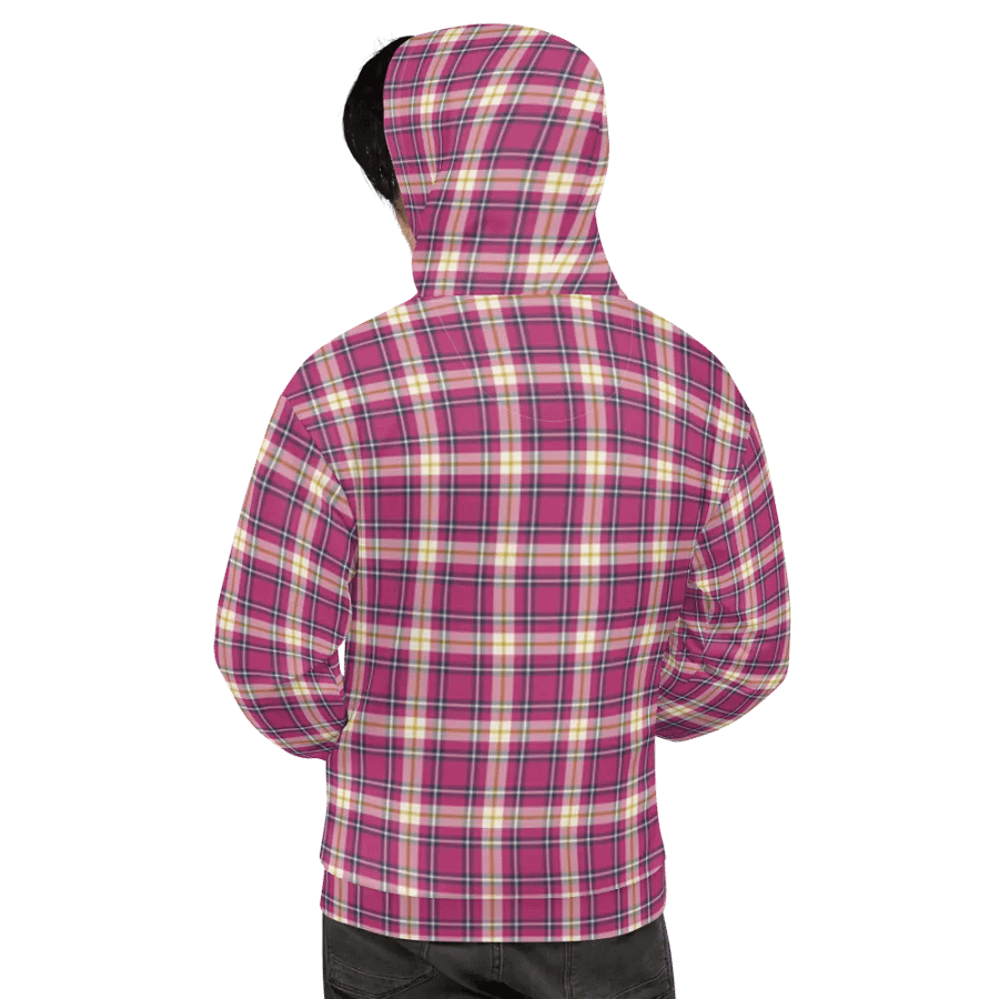 Hot Pink and Navy Blue Plaid Hoodie product image (9)