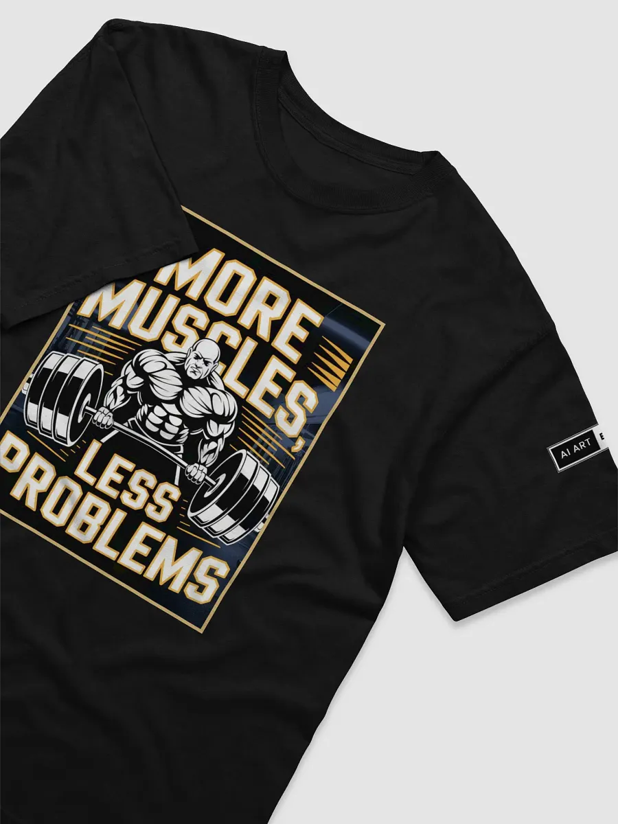 "MORE MUSCLES, LESS PROBLEMS" 100% cotton T-shirt product image (3)