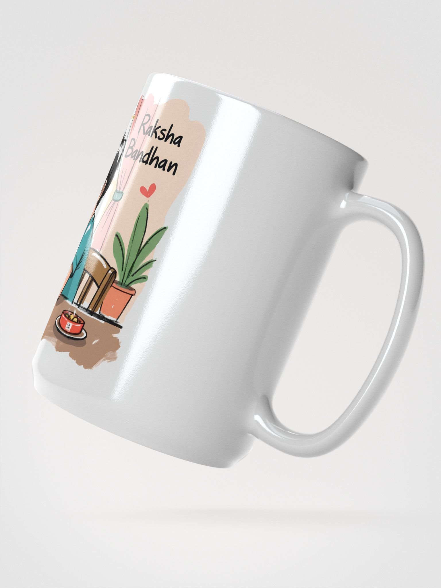 Sister-Brother Bond: Heartwarming Raksha Bandhan Art Glossy Mug product image (2)
