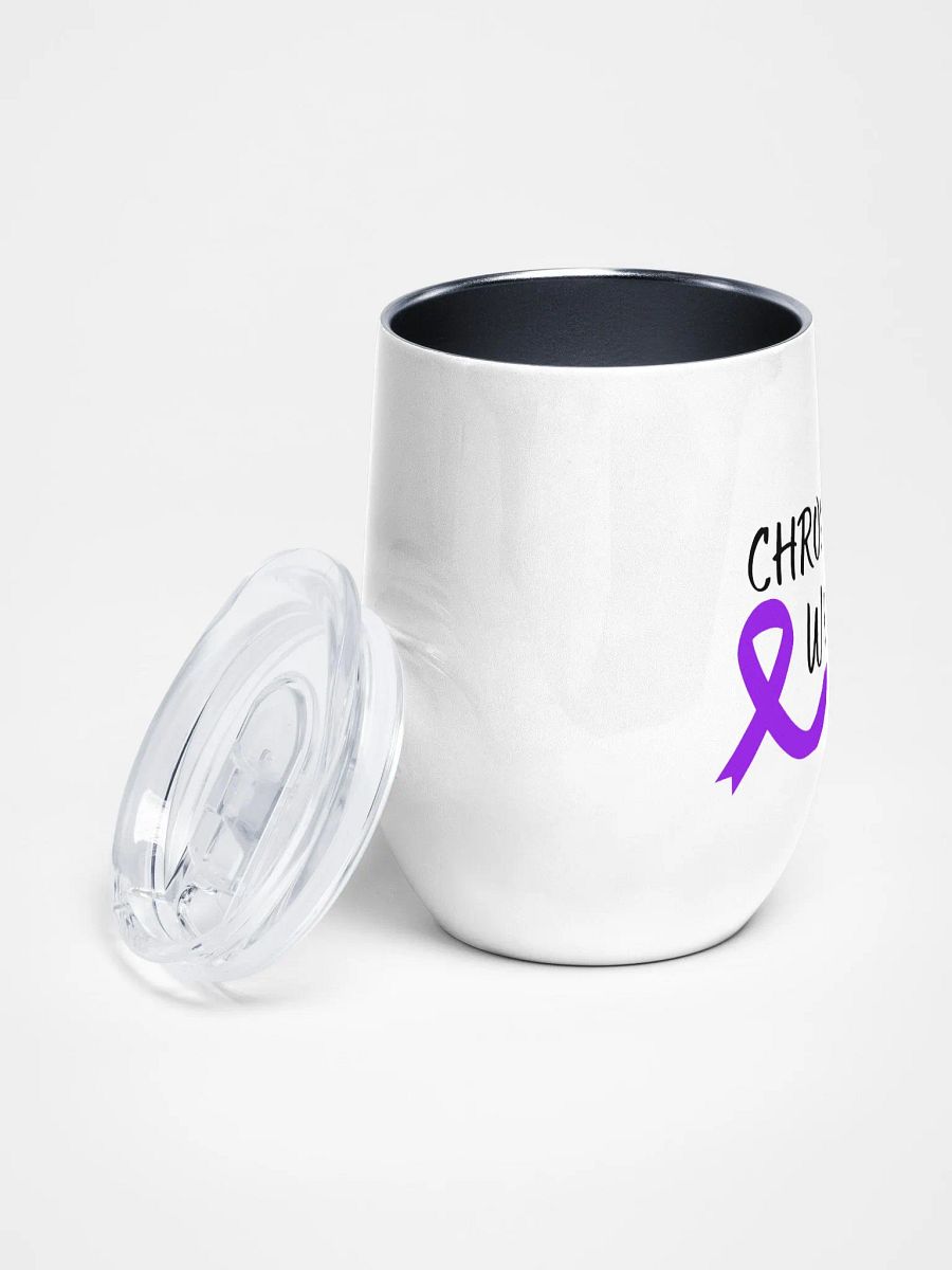 Chronic Pain Warrior Bottom Ribbon stainless steel Wine Tumbler (12oz) product image (3)