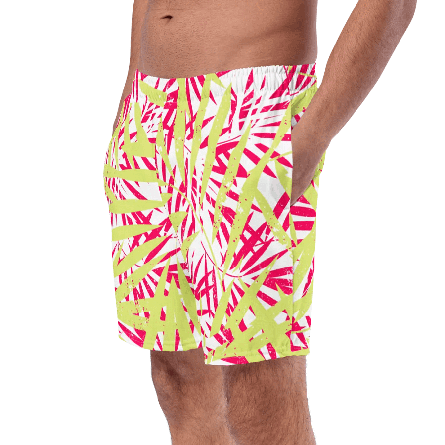Mens swim trunks tropical yellow and orange   palm leaves design. Fresh and trendy ideal for summer product image (9)