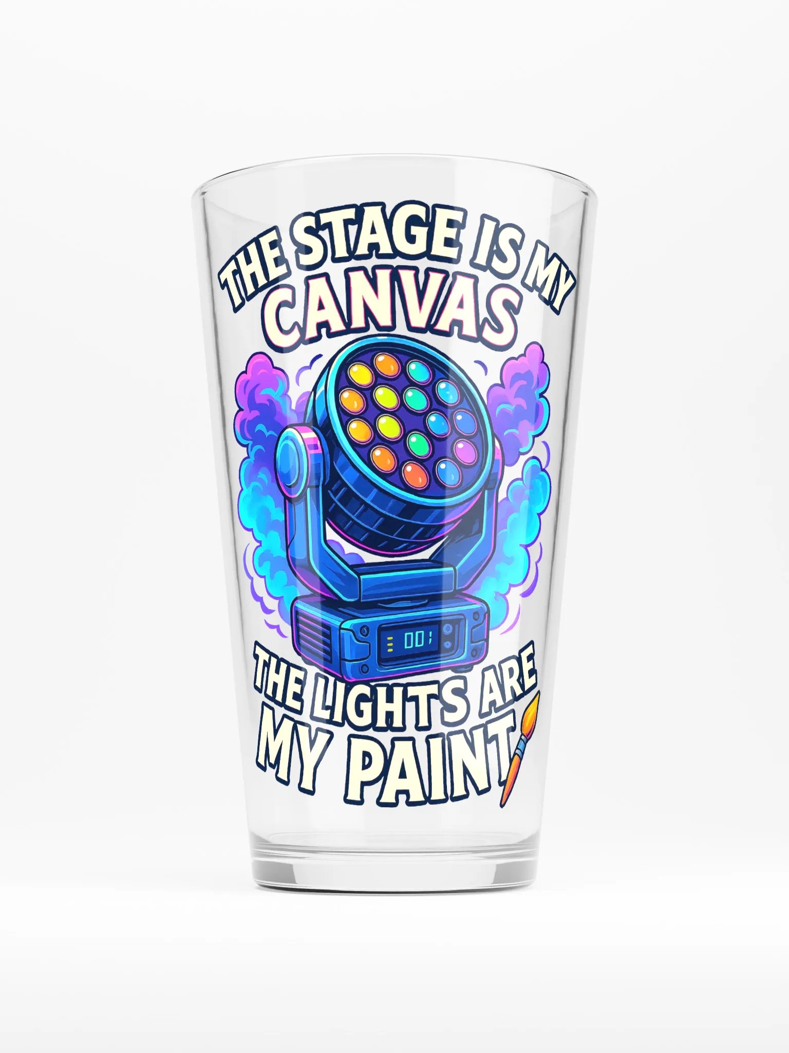Theatrically Jerry: "The Stage Is My Canvas, The Lights Are My Paint" Graphic Pint Glass product image (1)