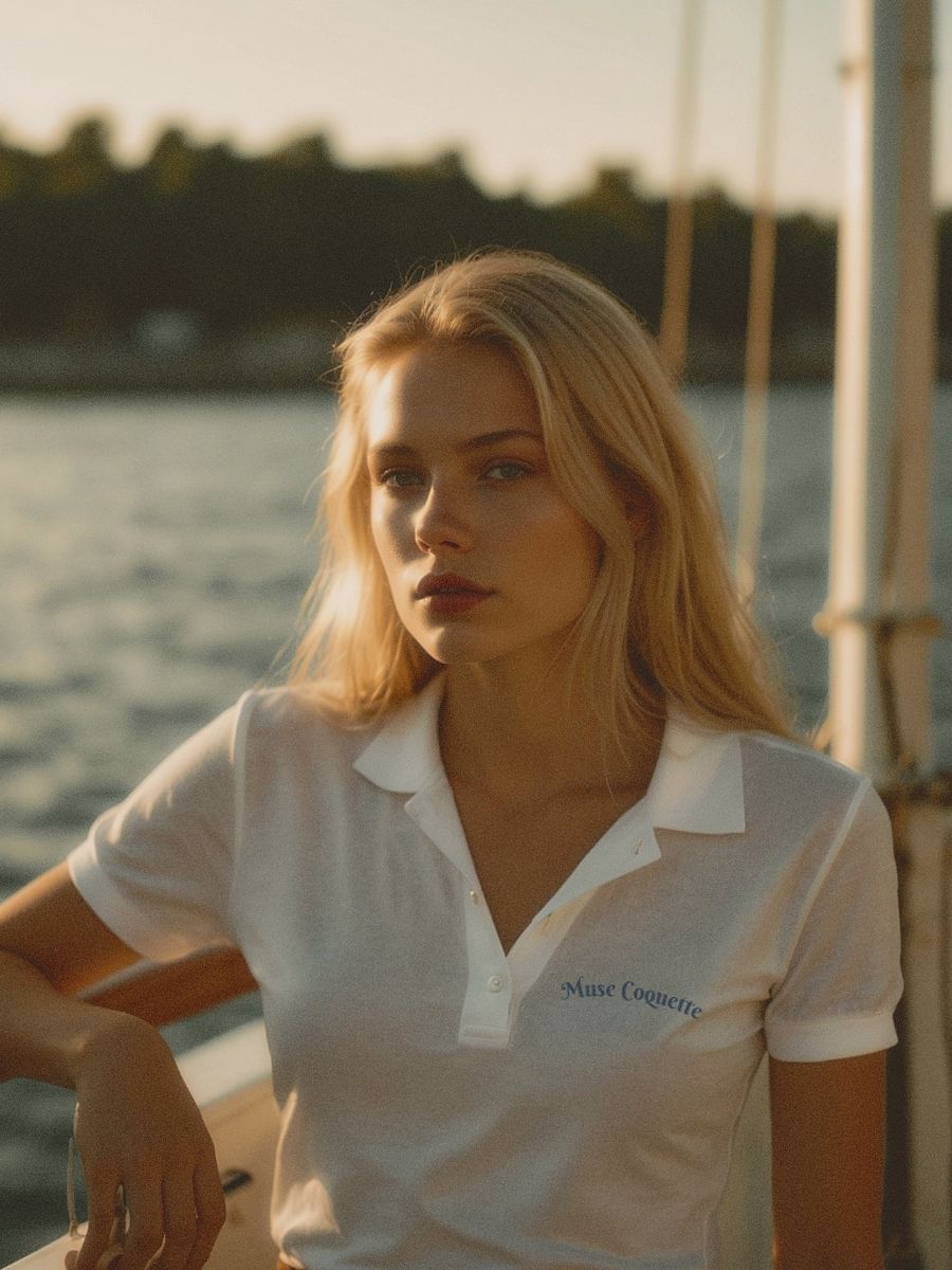 Women's Pique Polo Shirt (blue) product image (2)