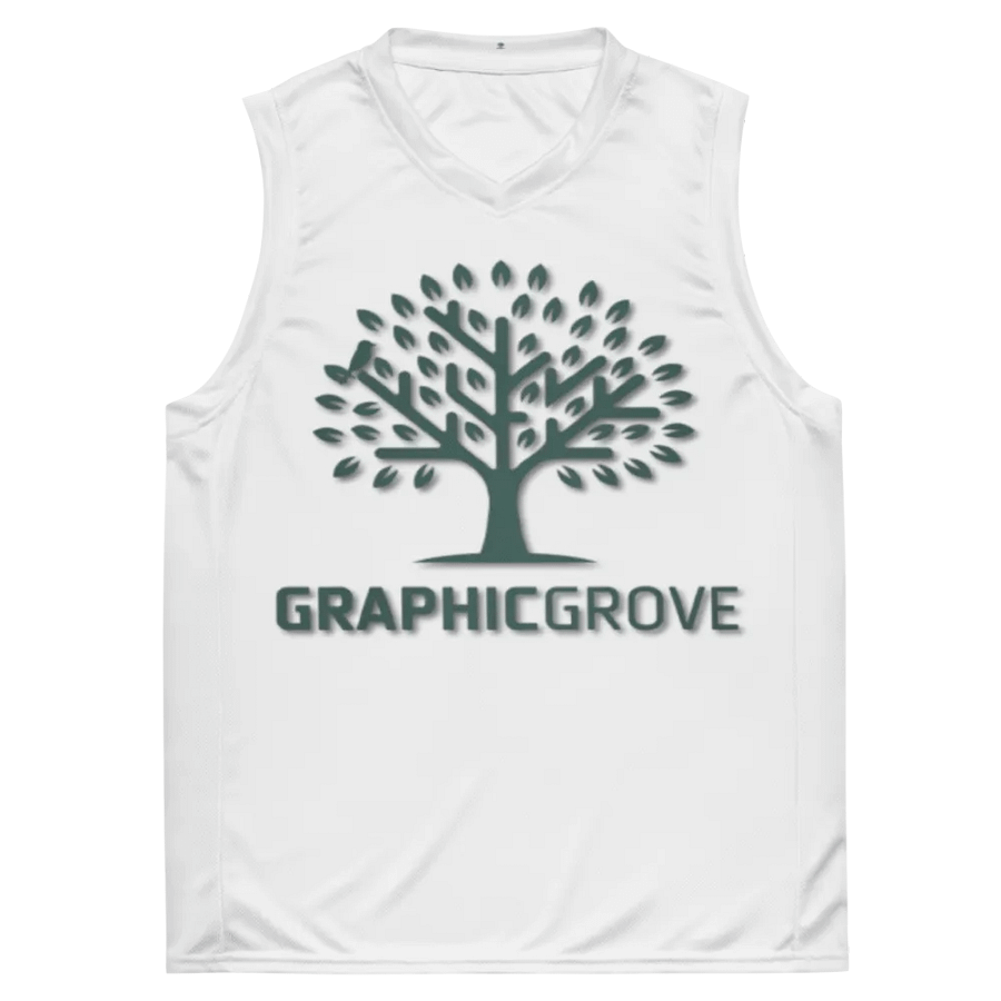Graphic Grove Recycled Unisex Basketball Jersey - White with Tree Design product image (2)