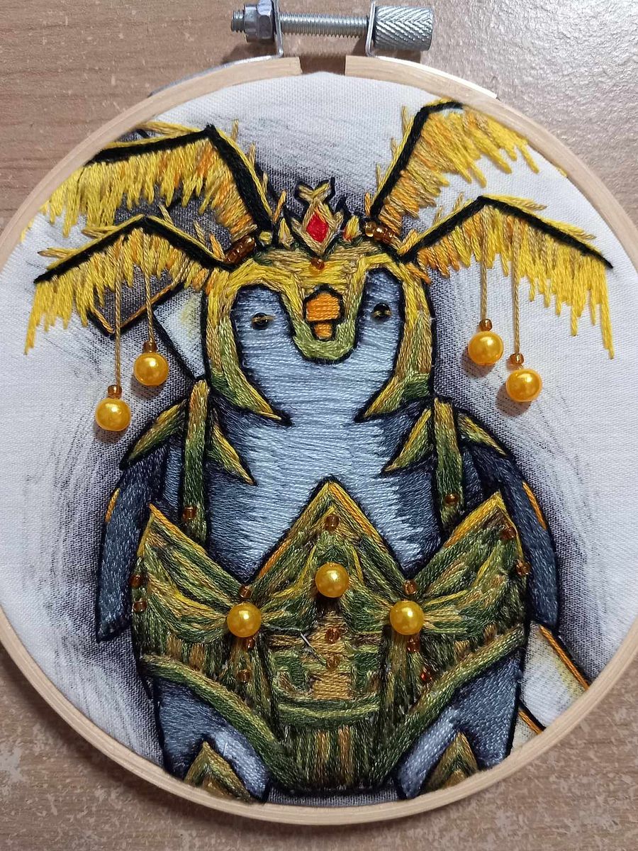 Penguin Knight Embroidery Hoop Art product image (1)