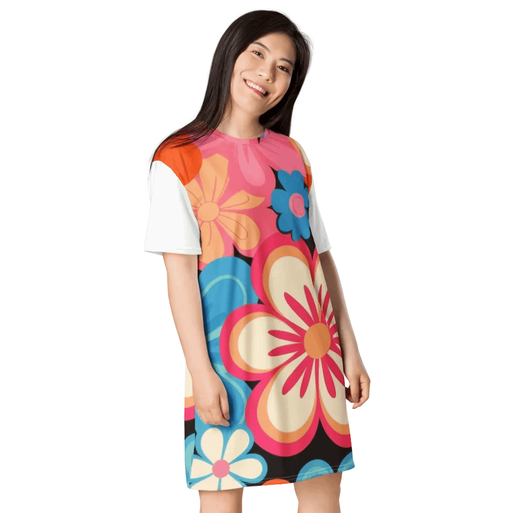 Retro Floral All-Over Print T-Shirt Dress product image (6)